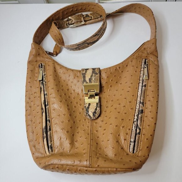 Superb Vintage Ostrich and Snakeskin Shoulder Bag - Picture 2 of 12